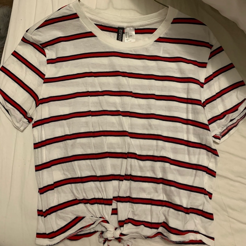 Stripped Red, White, and Black tie shirt